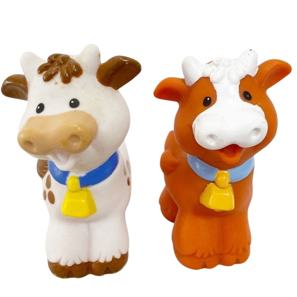 FISHER-PRICE LITTLE PEOPLE Farm Cow Figures Lot of 2 Animal Toys Replacement